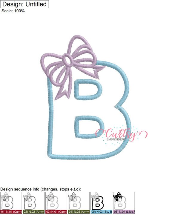 B Bow Applique Stitch MAP B Bow Applique Stitch MAP
