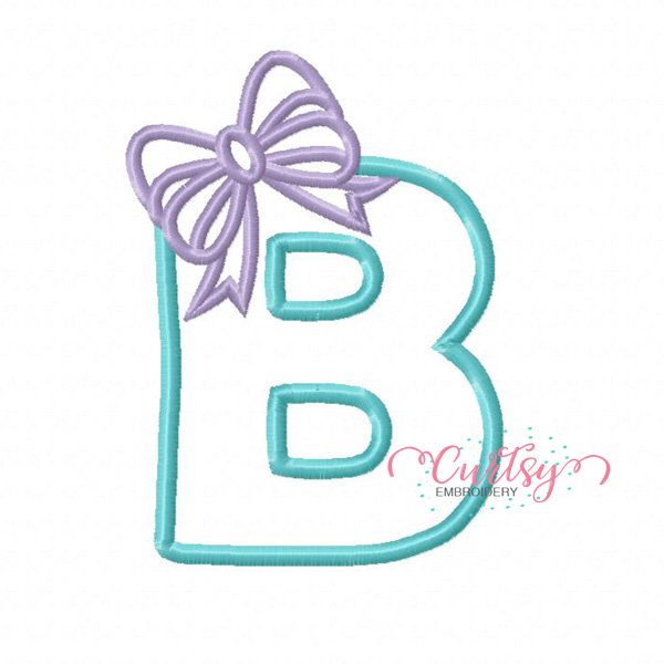 B Bow Monogram Applique Design B Bow Monogram Applique Design