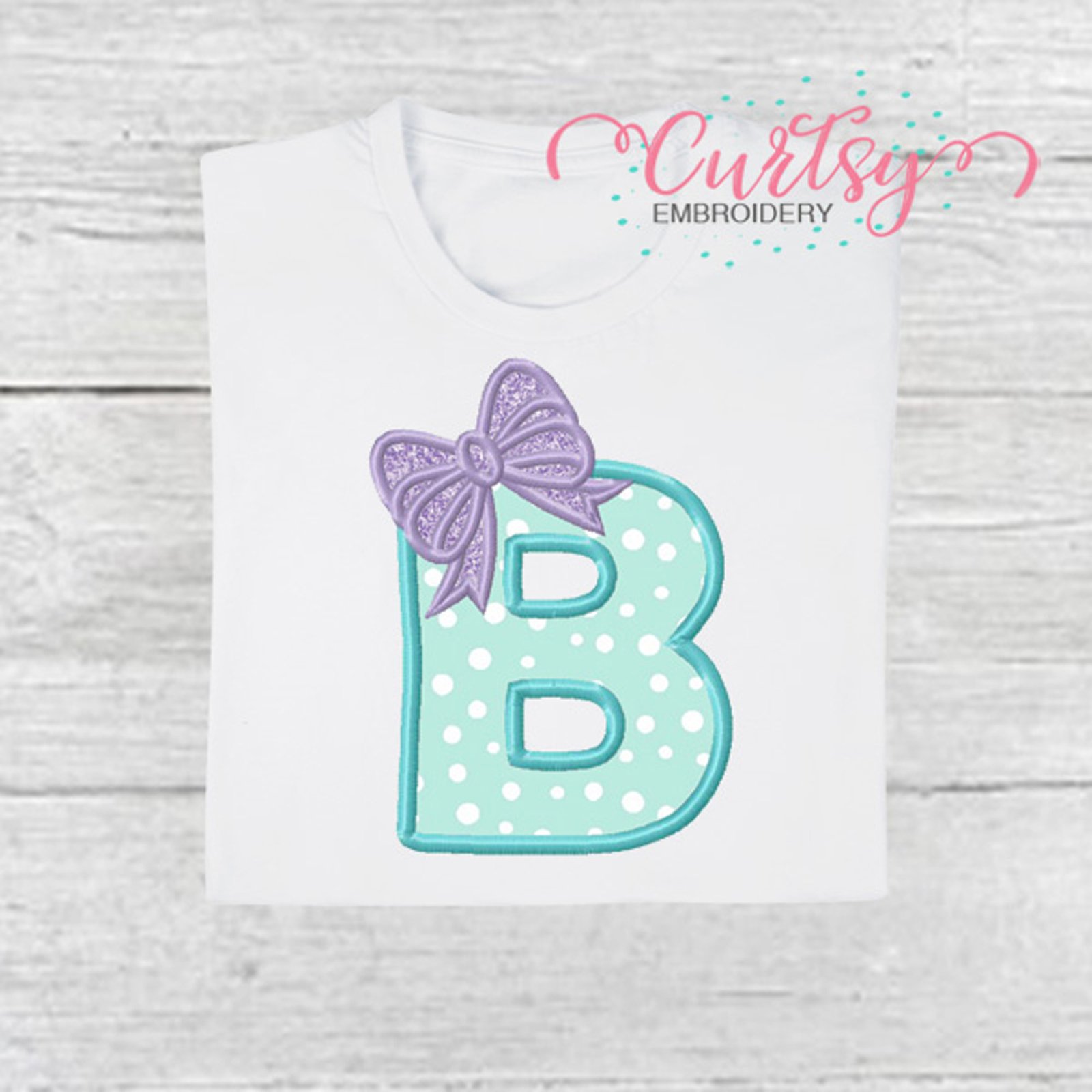 B Bow Monogram Applique Embroidery Design B Bow Monogram Applique Embroidery Design