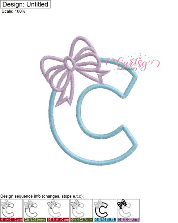 C Bow Monogram Applique Design MAP C Bow Monogram Applique Design MAP