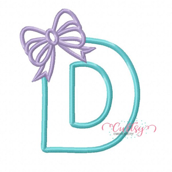 D Bow Monoram Applique Design D Bow Monoram Applique Design
