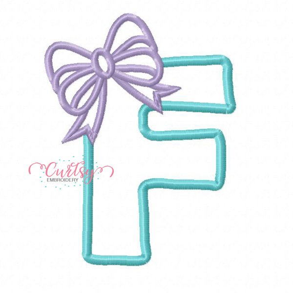 F Bow Monogram Applique Design F Bow Monogram Applique Design