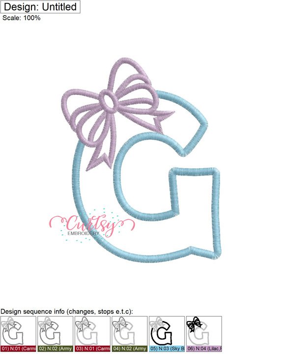 G Bow Applique MAP G Bow Applique MAP