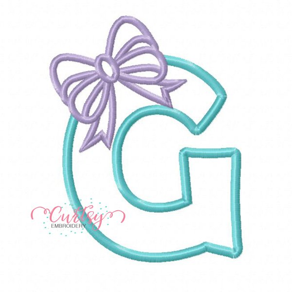 G Bow Monogram Applique Design G Bow Monogram Applique Design