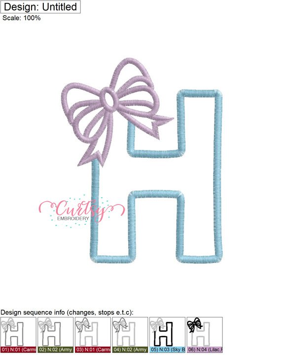 H Bow Applique MAP H Bow Applique MAP