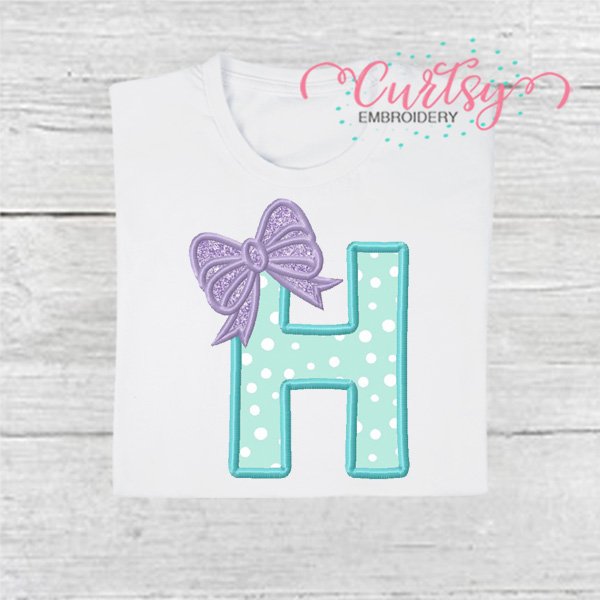 H Bow Monogram Applique 600 H Bow Monogram Applique 600