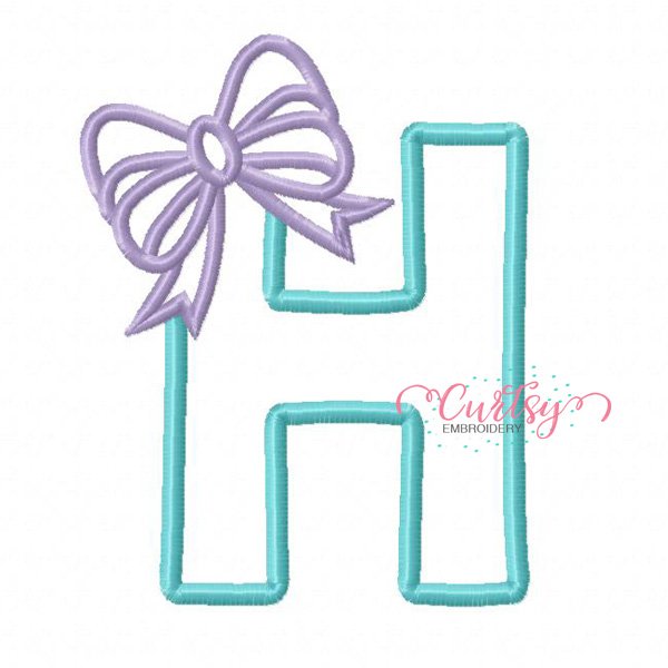 H Bow Monoram Applique Design H Bow Monoram Applique Design