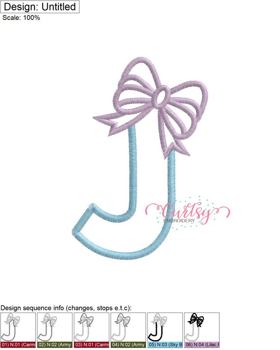 J Bow Applique MAP J Bow Applique MAP