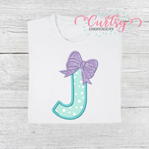 J Bow Monogram Applique Design 600 J Bow Monogram Applique Design 600