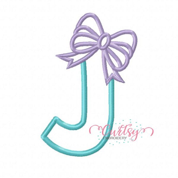 J Bow Monogram Applique Design J Bow Monogram Applique Design