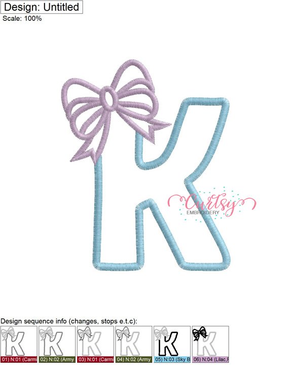 K Bow Applique MAP K Bow Applique MAP