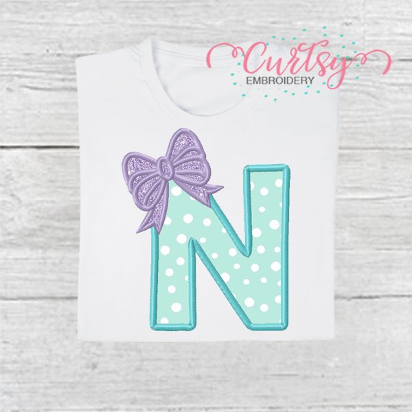 N Bow Applique Design 600 N Bow Applique Design 600