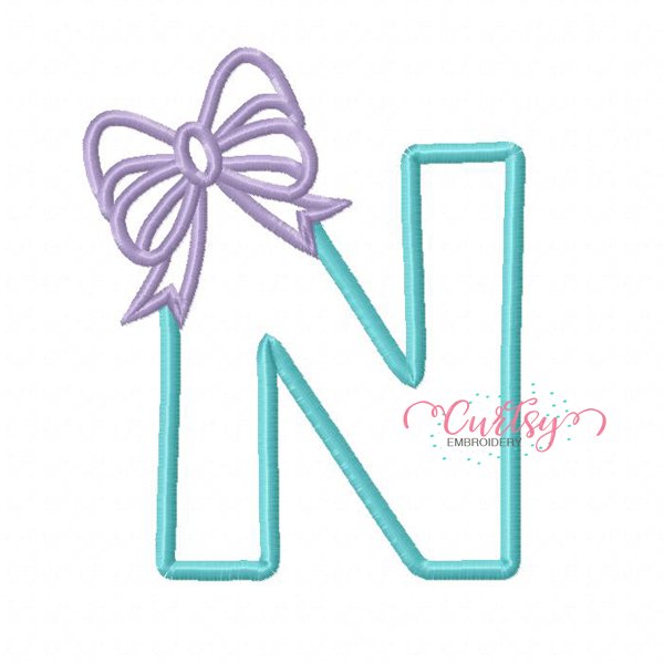 N Bow Applique Design N Bow Applique Design