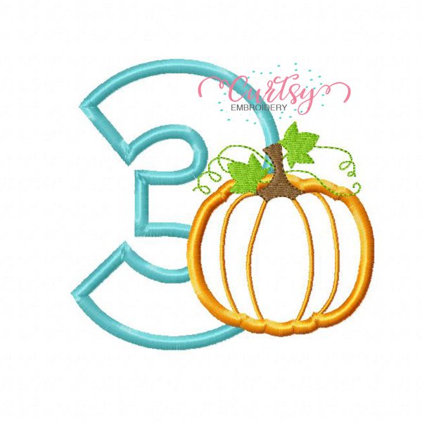 3rd Birthday Pumpkin Applique Design 3rd Birthday Pumpkin Applique Design