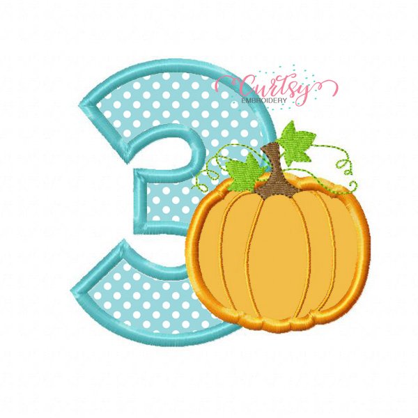 3rd Birthday Pumpkin Embroidery Design 3rd Birthday Pumpkin Embroidery Design