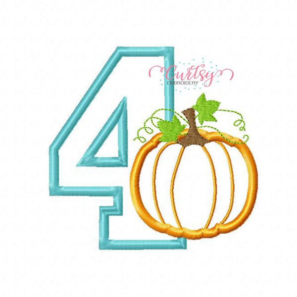 4th Birthday Pumpkin Applique Design