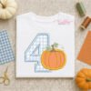 4th Birthday Pumpkin Applique Embroidery Design _ Etsy 2000