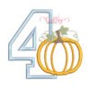 4th Birthday Pumpkin Applique Embroidery Design featuring a number 4 and pumpkin for machine embroidery.