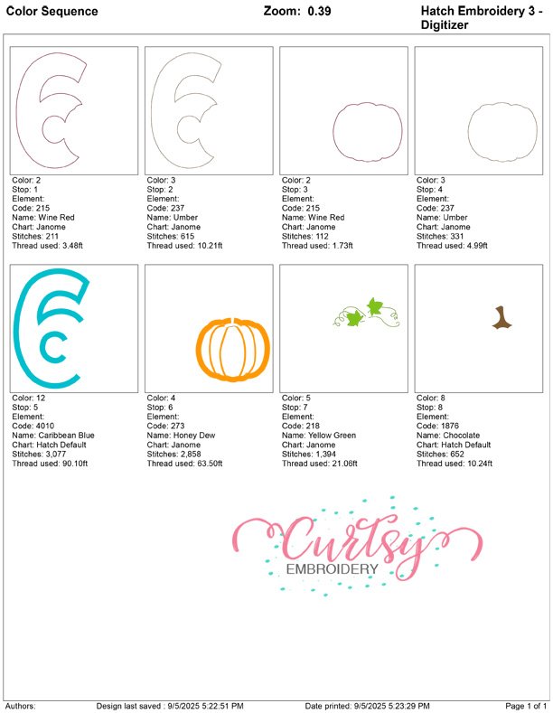 6 Pumpkin Applique 5×7 6 Pumpkin Applique 5×7