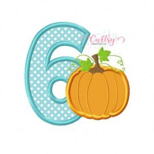 Sixth Birthday Pumpkin Applique Design
