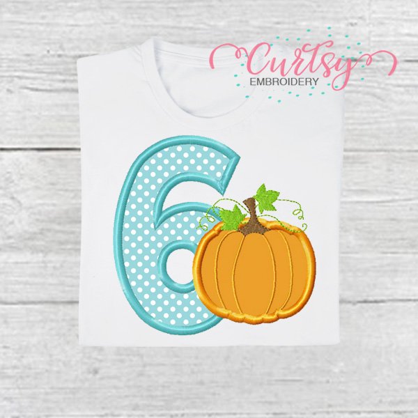 6th Birthday Pumpkin Applique Design Picture 1 6th Birthday Pumpkin Applique Design Picture 1
