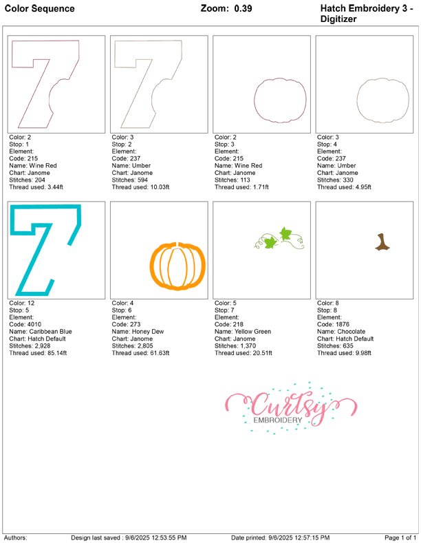 7 Pumpkin Applique 5×7 7 Pumpkin Applique 5×7