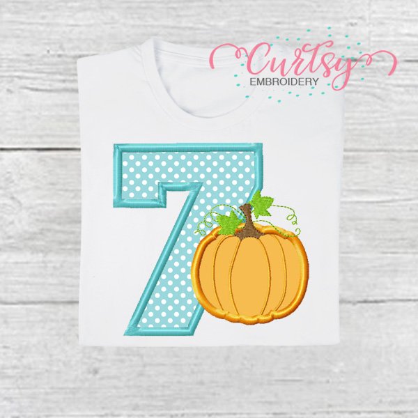 7th Birthday Pumkin Applique Design 7th Birthday Pumkin Applique Design