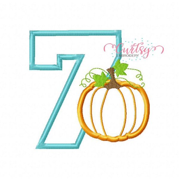 7th Birthday Pumpkin Applique Design 7th Birthday Pumpkin Applique Design