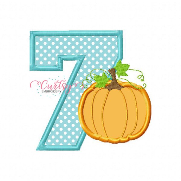 7th Birthday Pumpkin Embroidery Design 7th Birthday Pumpkin Embroidery Design