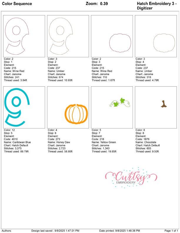 9 Pumpkin Applique 5×7