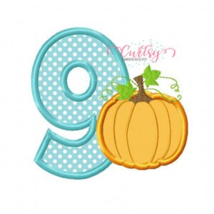 Ninth Birthday Pumpkin Applique Design