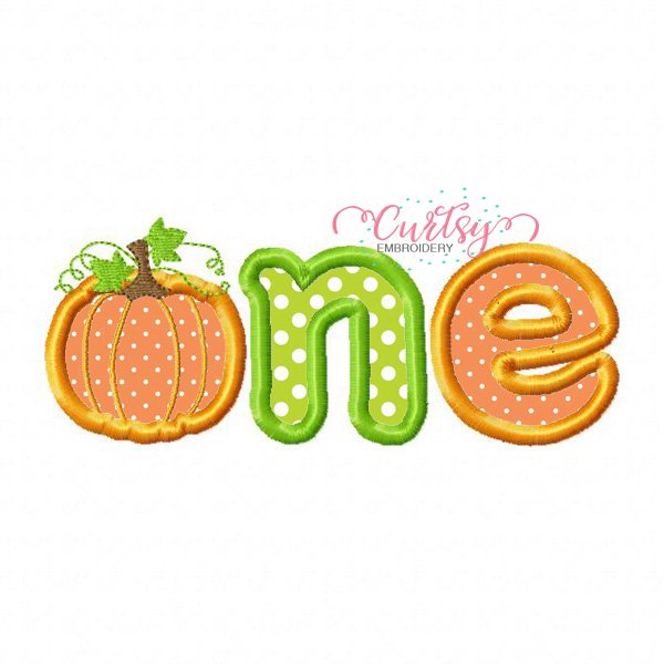 ONE Pumpkin Applique Embroidery Design for First Birthday ONE Pumpkin Applique Embroidery Design for First Birthday