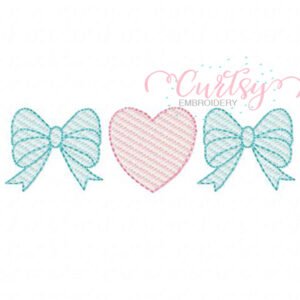 Bow Heart Sketch Embroidery