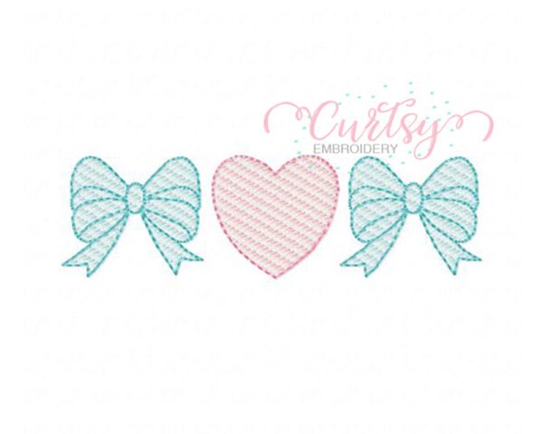 Bow Heart Trio Quick Stitch Embroidery Design – Copy