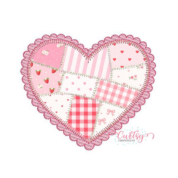 Heart Patchwork Applique Embroidery Design Heart Patchwork Applique Embroidery Design