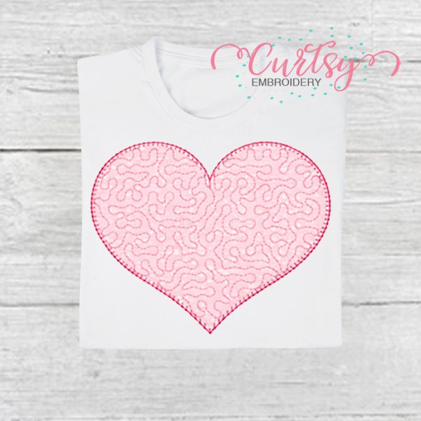 Heart Stipple Applique Embroidery Design