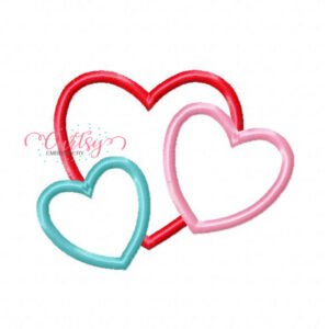Heart Trio Valentine Applique