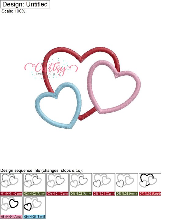 Heart Trio Applique MAP