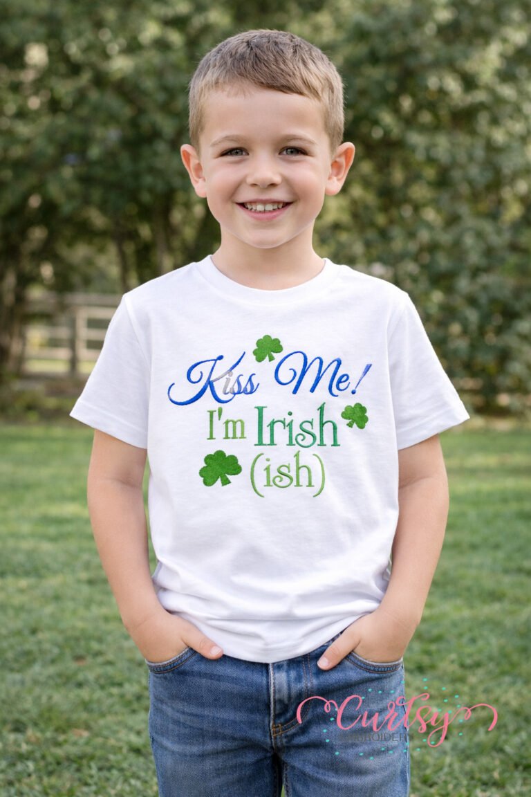 Kiss Me Irish-ish Embroidery Design lifestyle logo 2