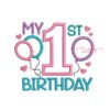 My 1st Birthday Hearts Applique Design 1