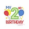 My 2nd Birthday Balloons and Stars Applique Embroidery Design