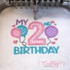 My 2nd Birthday with Hearts Applique Design Hoop Logo