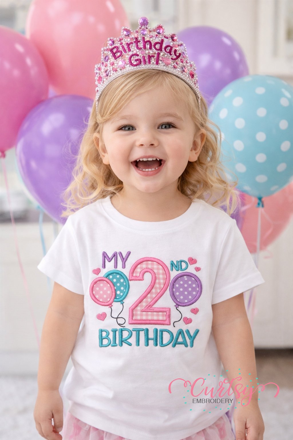 My 2nd Birthday with Hearts Applique Design Lifestyle Logo