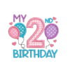 My 2nd Birthday with Hearts Applique Design PNG