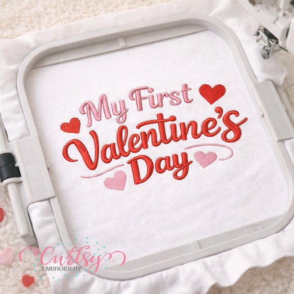 My First Valentines Day Embroidery hoop pic logo