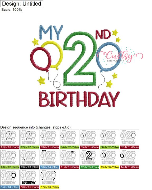 My Second Birthday Stars Applique Stitch Map