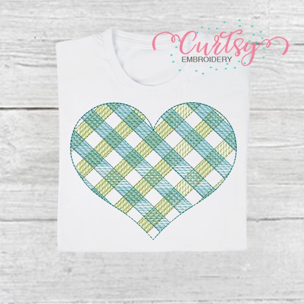 Plaid Heart Applique Design 600