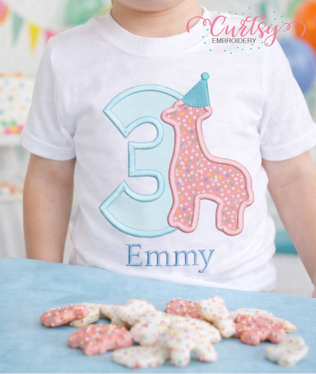 3rd Birthday Animal Cracker Applique Design logo 1