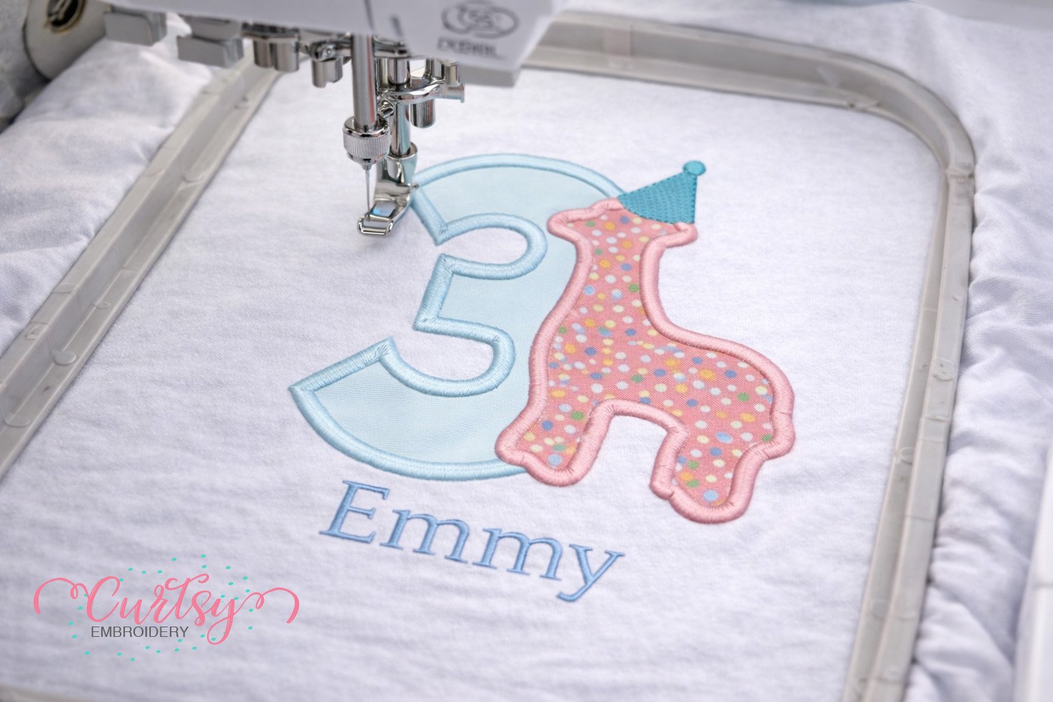 3rd Birthday Animal Cracker Applique Design logo 3