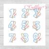 Baseball Bat and Ball All Numbers Applique Design 600